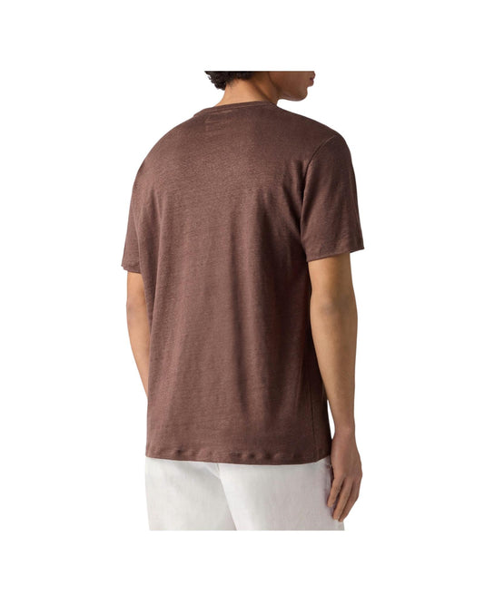 T-Shirt in puro lino con logo ricamato Dark brown ECS0003 00920L MC2 SAINT BARTH 