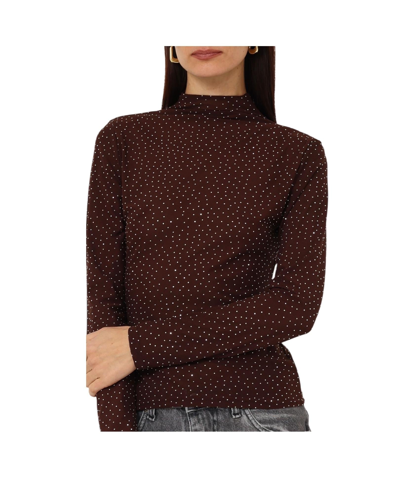 Maglia con strass Marrone D01E0998 MARRONE Philia loft 