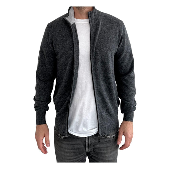 Maglione full zip misto cashmere Antracite 87006 214 CAVALIERI MILANO 