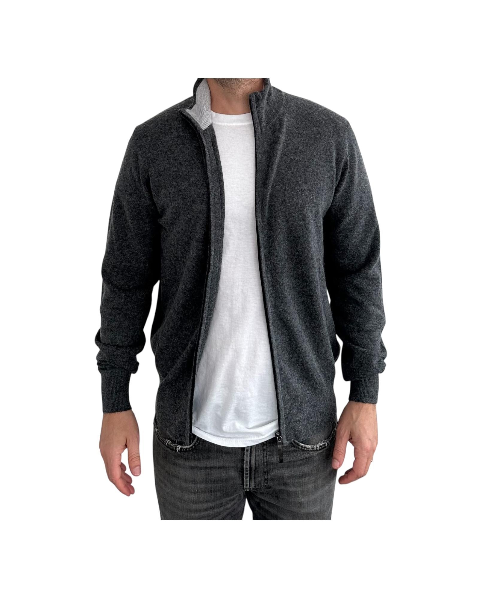 Maglione full zip misto cashmere Antracite 87006 214 CAVALIERI MILANO 