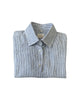 Camicia Donna misto lino righe bianco blu
