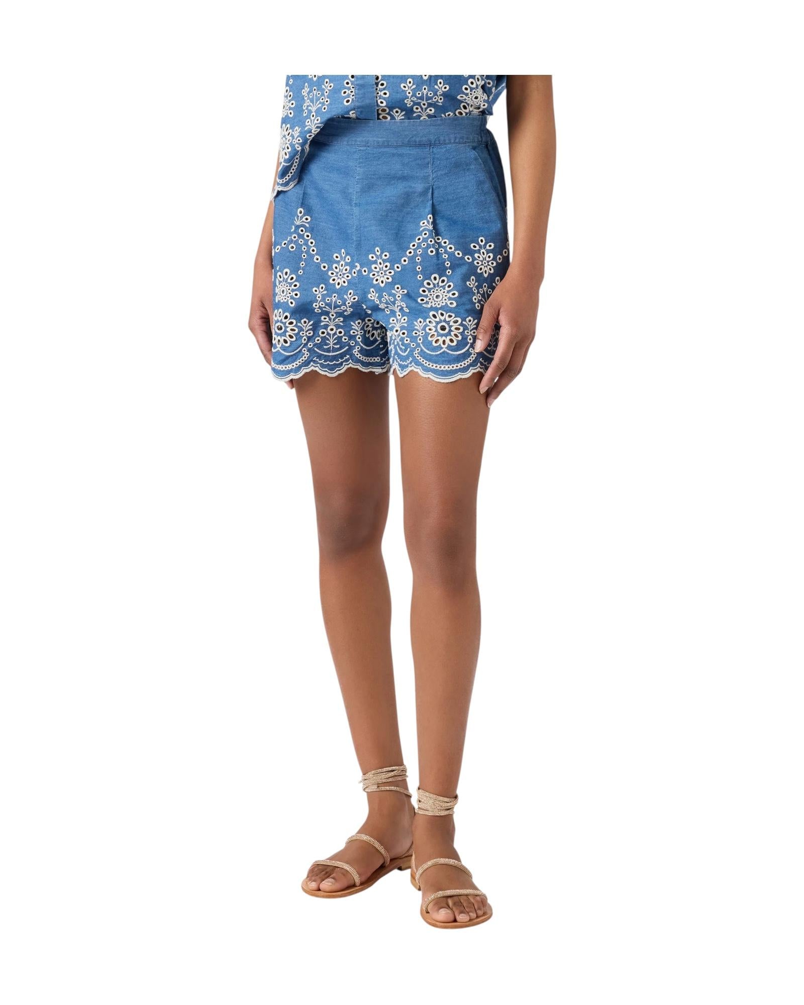 Short in chambray con ricamo AMN0001 00473L MC2 SAINT BARTH 