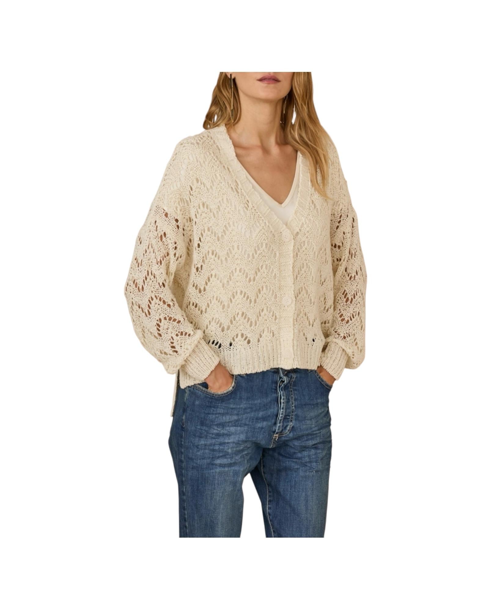 Cardigan in maglia Panna Z39R0183 PANNA SOUVENIR 