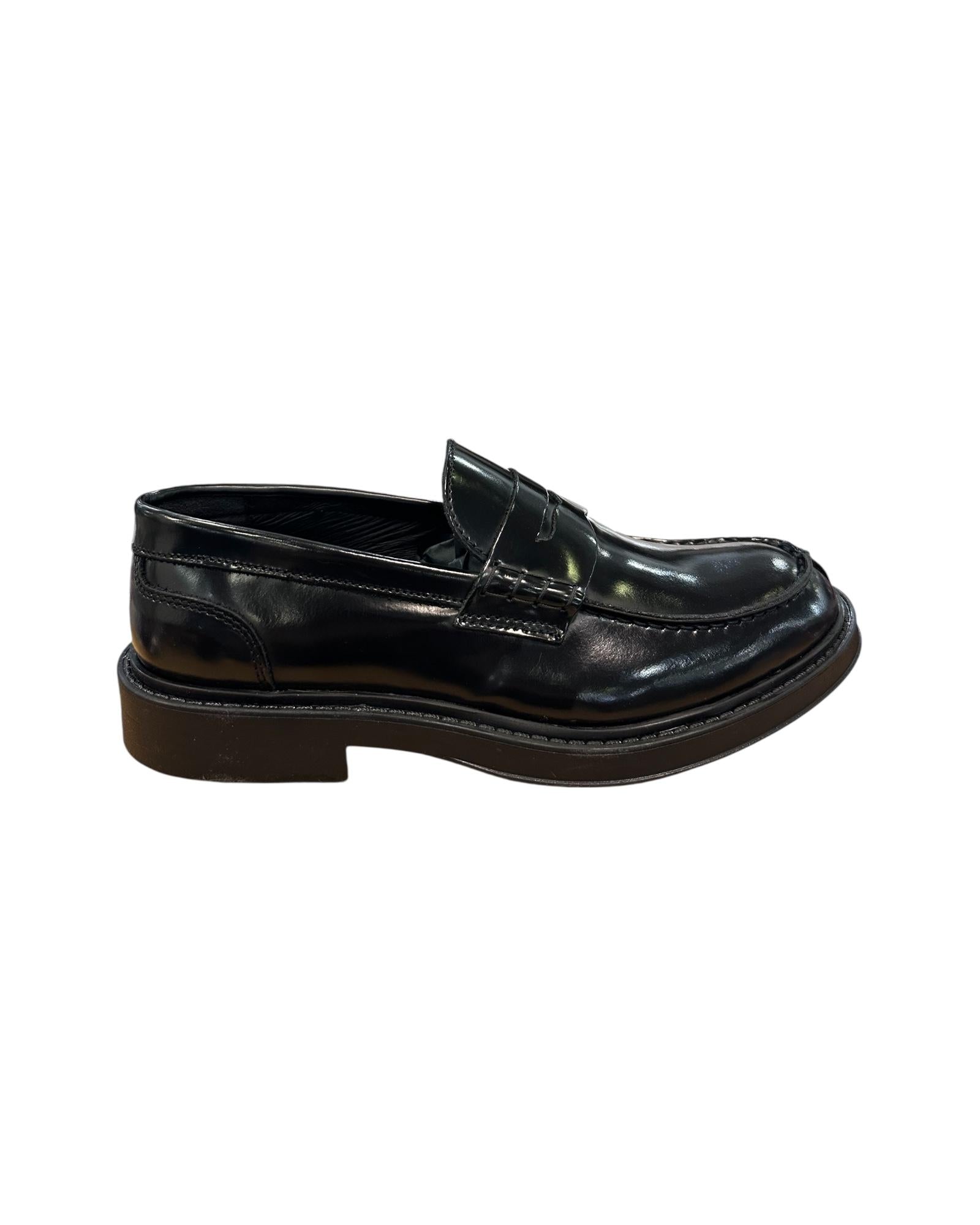 Mocassino uomo vera pelle Nero 100 ABRASIVATO NERO Antico calzaturificio artigiano