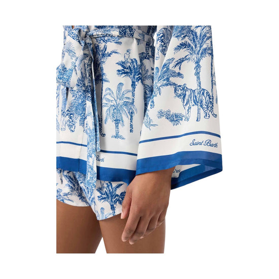 Kimono in seta con stampa toile de Jouy CYR0001 08351L MC2 SAINT BARTH 