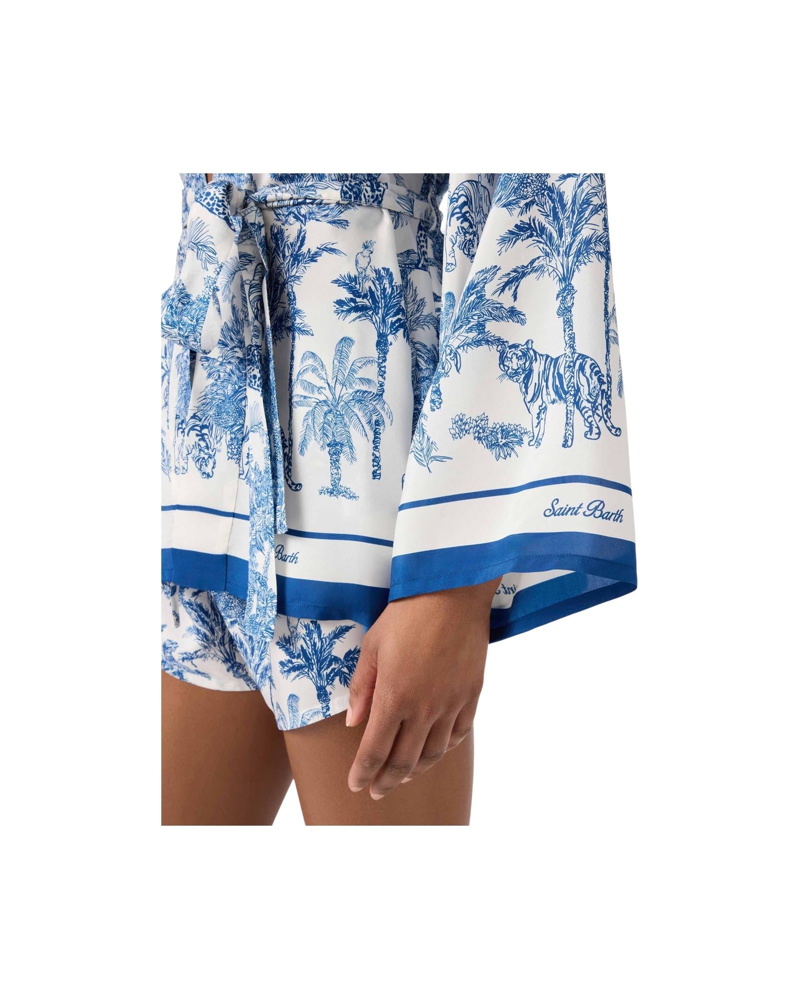 Kimono in seta con stampa toile de Jouy CYR0001 08351L MC2 SAINT BARTH 