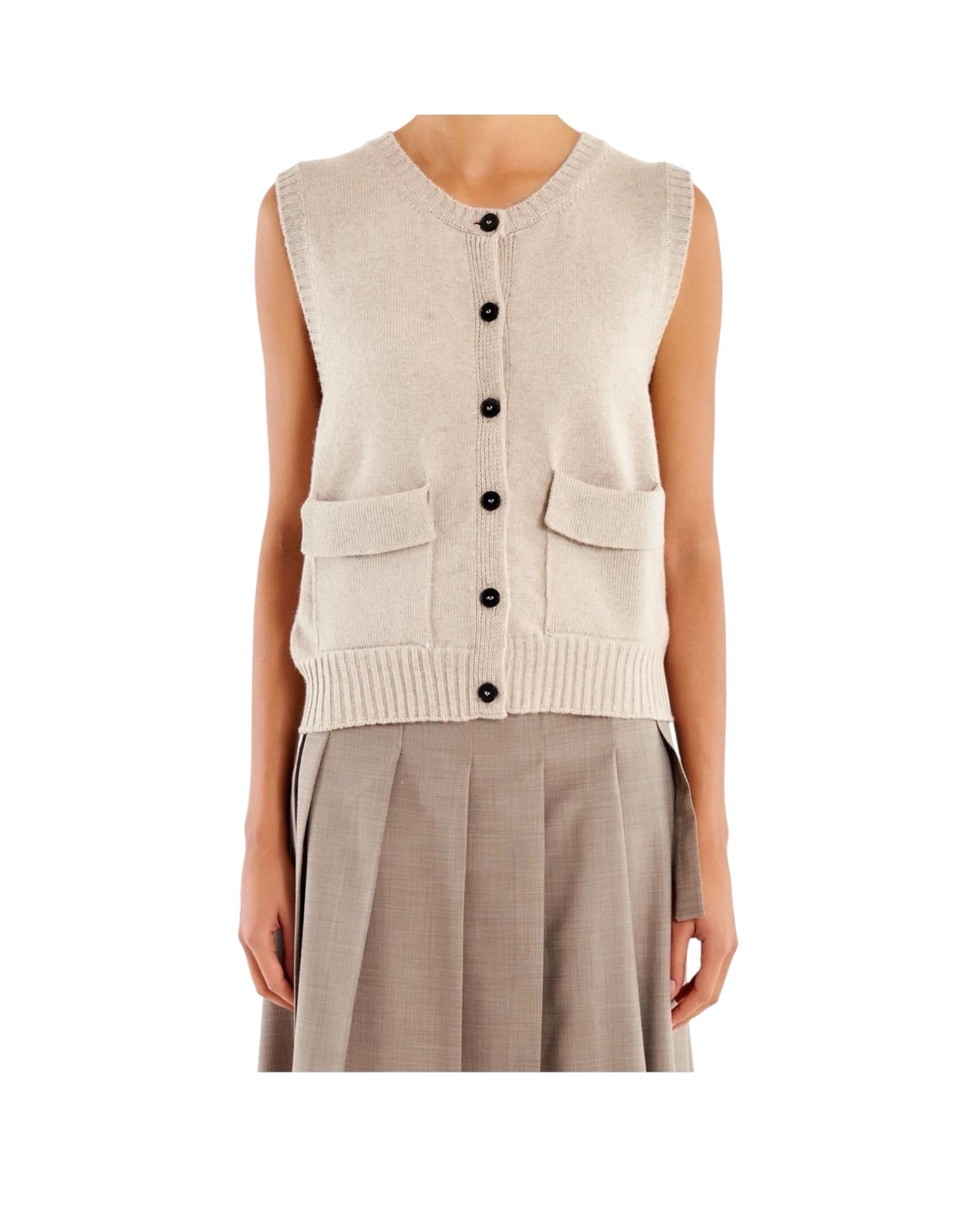 Gilet misto cashmere con tasche Beige 77250F BEIGE haveone