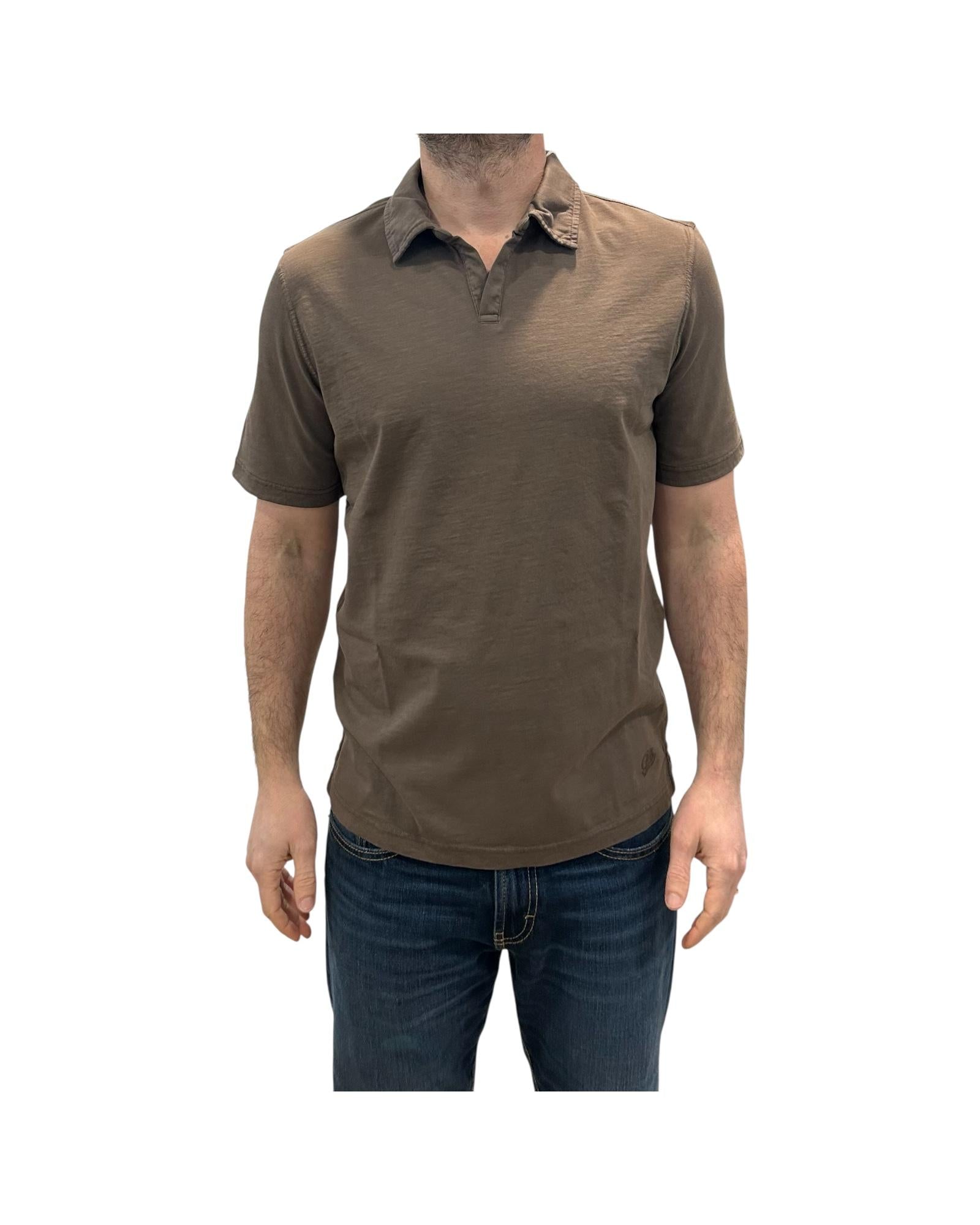 Polo uomo Long Island Fiammata senza bottoni Brown 2006 BROWN BL'KER