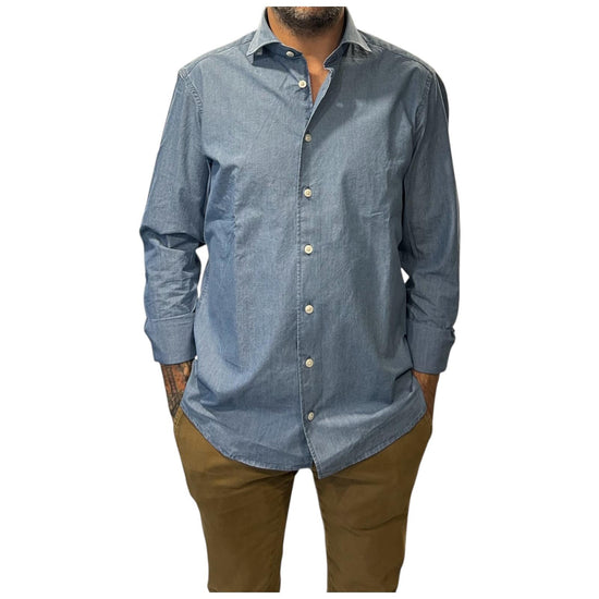 Camicia Uomo in cotone Denim B027 UNICO BASTONCINO 
