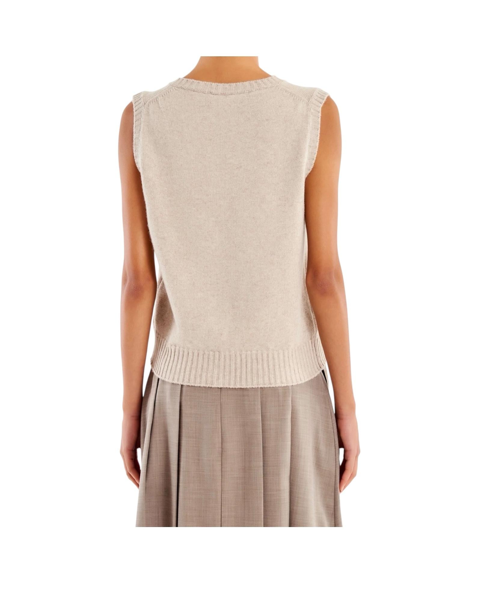 Gilet misto cashmere con tasche Beige 77250F BEIGE haveone