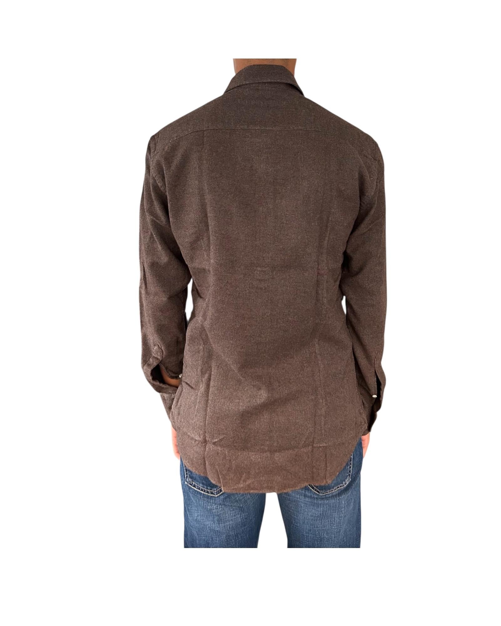 Camicia uomo in flanella Marrone B2338 12 BASTONCINO 