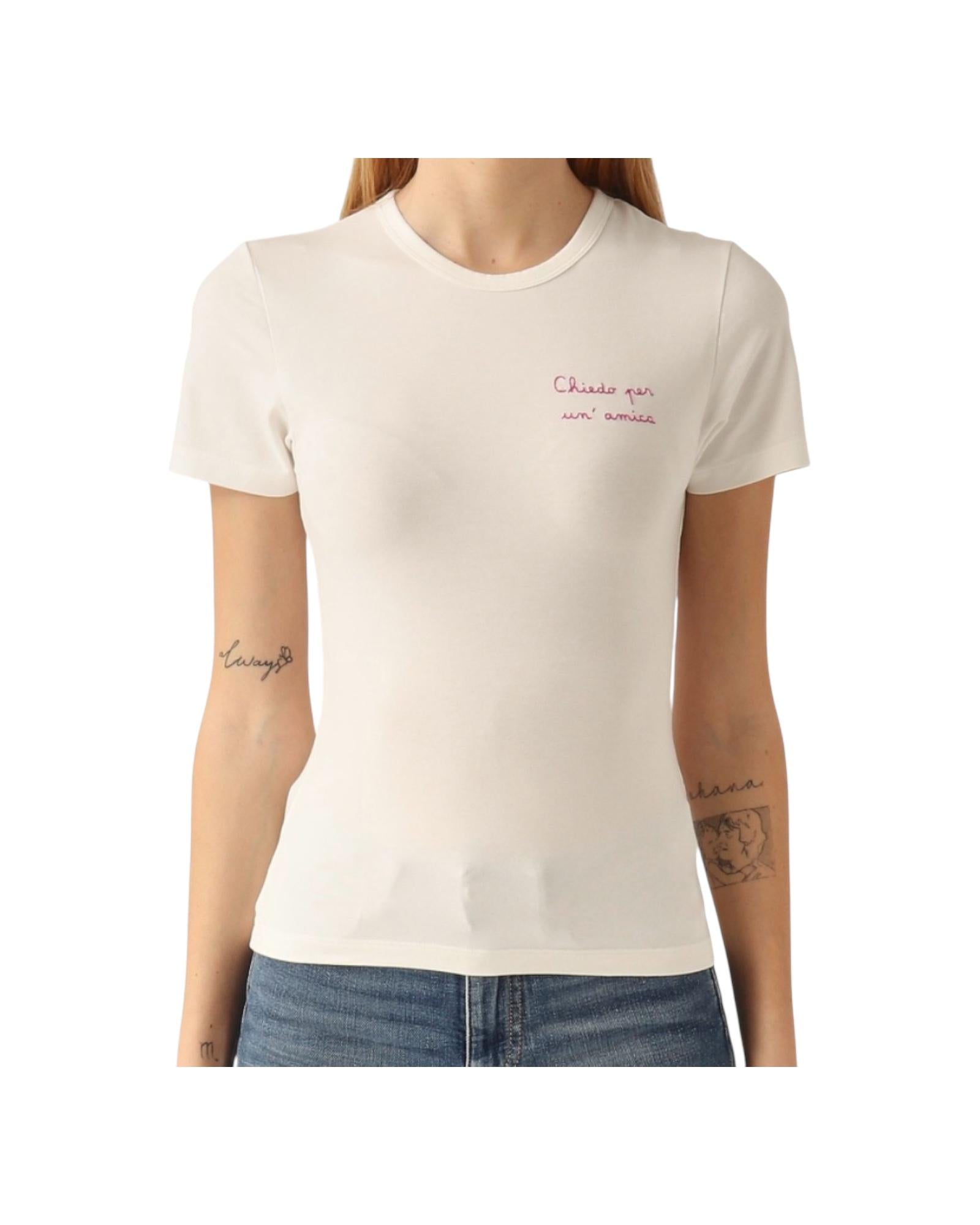 T-shirt Emilie in cotone con ricamo Chiedo per un'amica ESE0001 06000H MC2 SAINT BARTH 