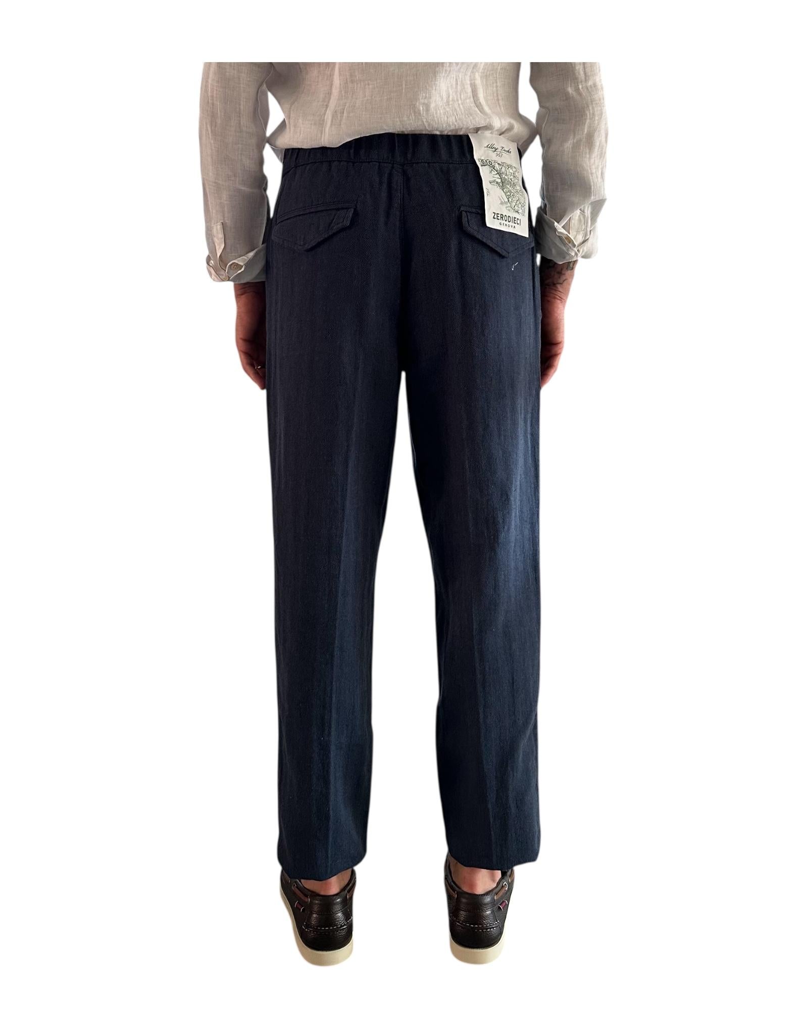 Pantalone misto lino Blue Navy AU25S31PA PA1432 NAVY BLUE Alley docks