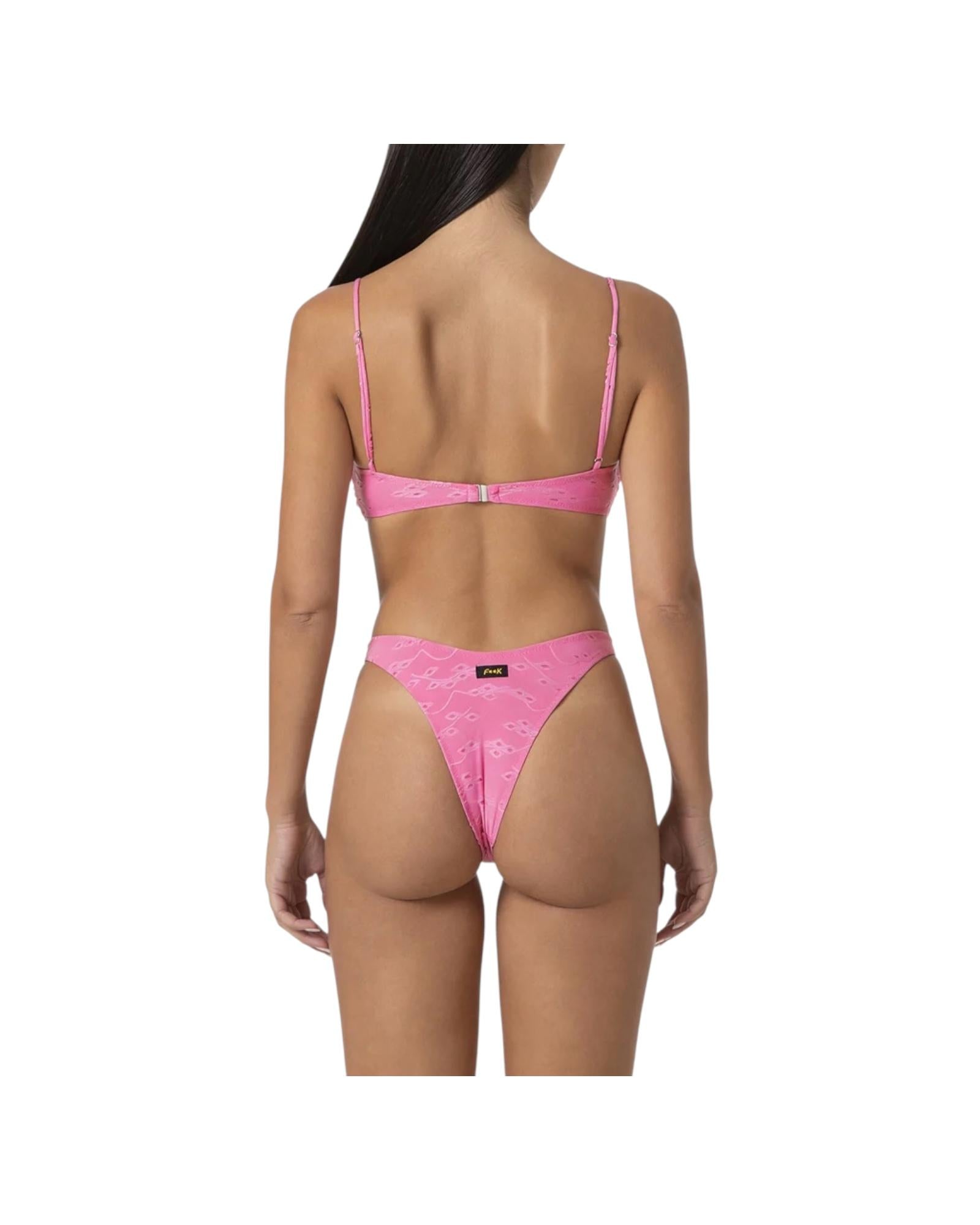 Bikini top con slip americano fisso Rosa SW0721 ROSA F**K 
