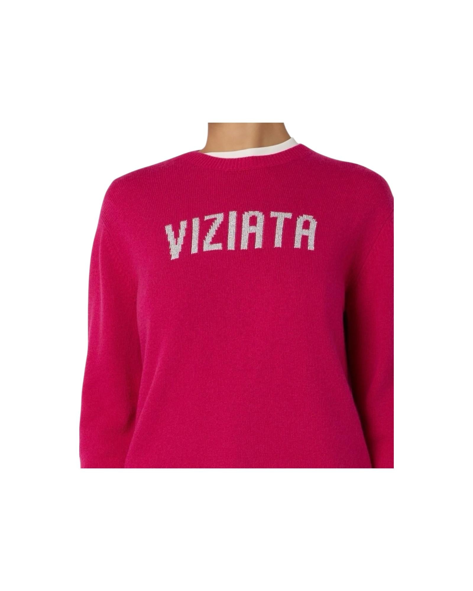 Maglione con stampa Viziata e strass Fucsia QUE0010 04002I MC2 SAINT BARTH 