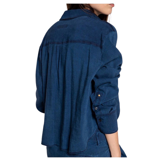 Camicia Indaco in misto lino e viscosa 26SD50 289IND 700 WHITESAND 