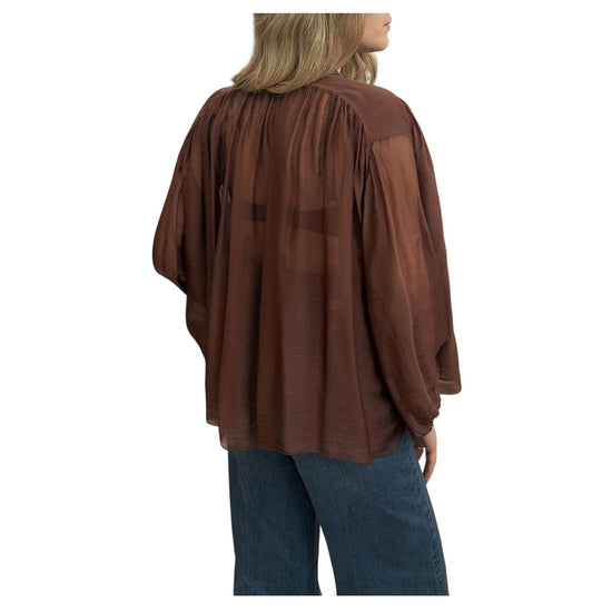Blusa Rouches in viscosa e seta Cioccolato CFF Q001 232 HAVEONE 