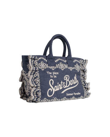 Borsa Colette Volant in cotone Sangallo Denim COL0027 00485L MC2 SAINT BARTH 