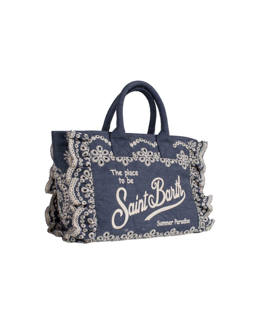 Borsa Colette Volant in cotone Sangallo Denim COL0027 00485L MC2 SAINT BARTH 