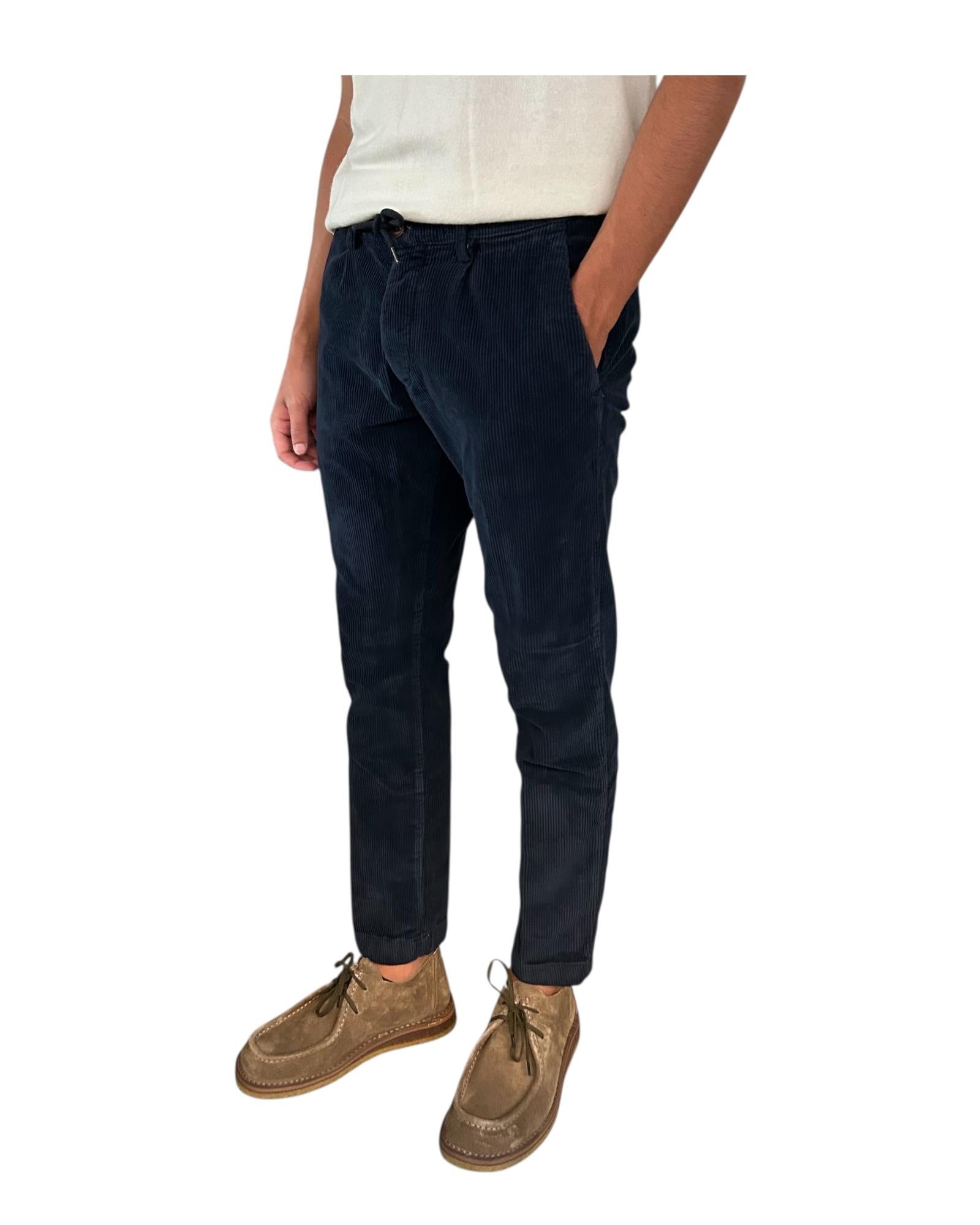 Pantalaccio Bristol velluto 500 righe Dark navy 019 BRISTOL VELVET DARK NAVY MODFITTERS 
