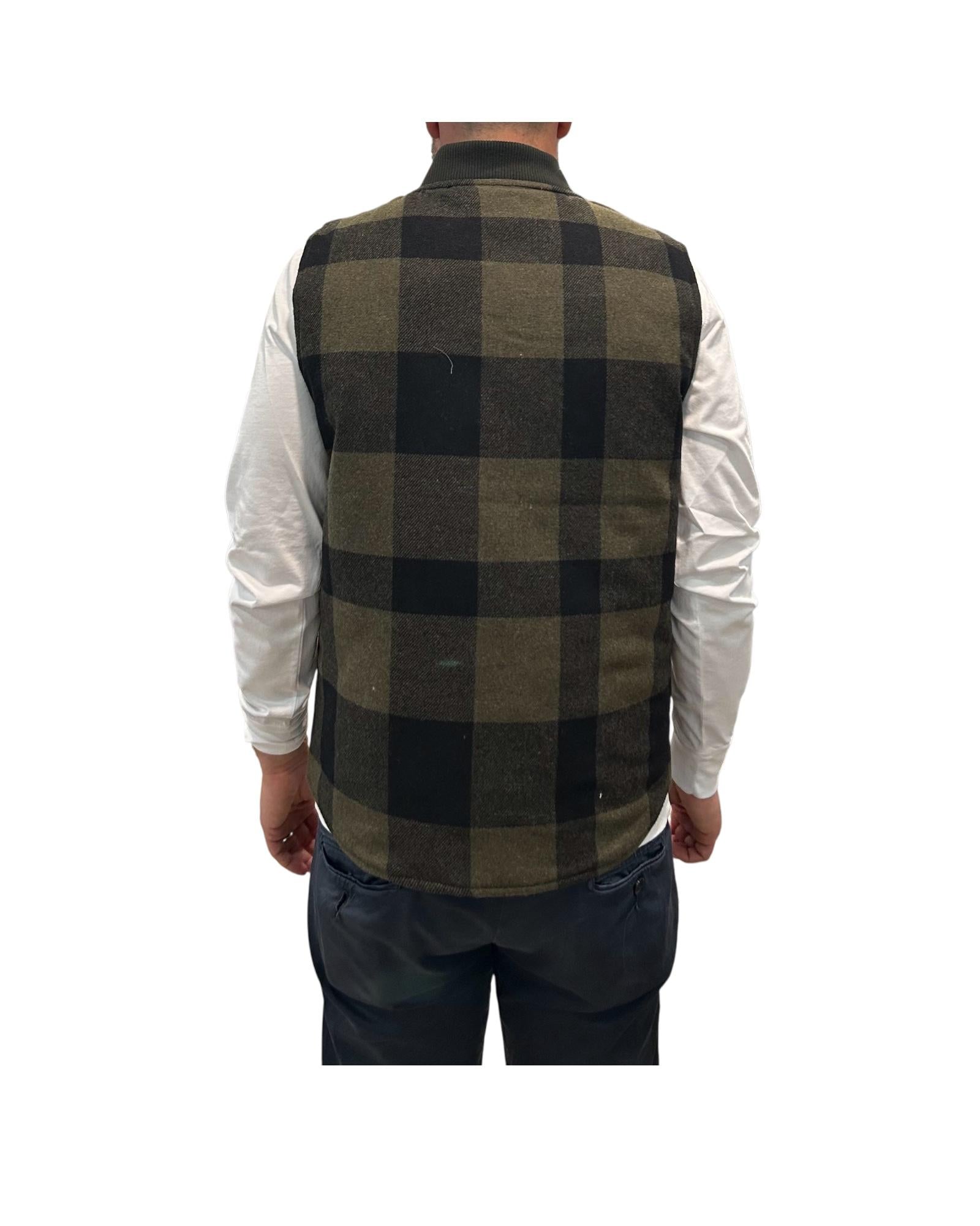 Gilet in lana reversibile Green Check W5028 GREEN CHECK BL'KER 