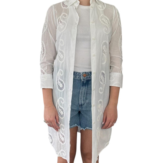 Camicione Pizzo San Gallo bianco D934 2 BASTONCINO 