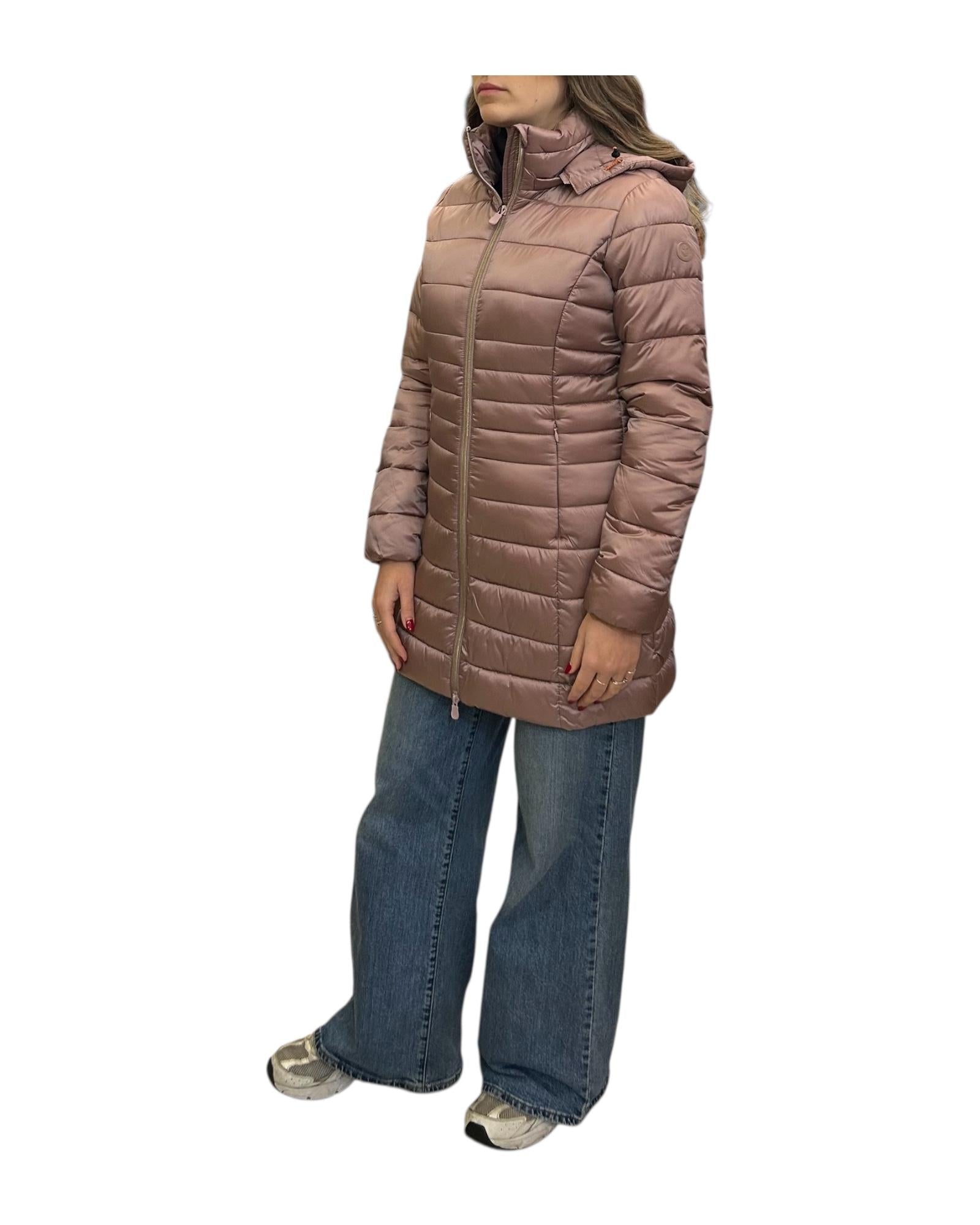 Piumino Reese lungo trapuntato con cappuccio Misty rose REESE MISTY ROSE SAVE THE DUCK