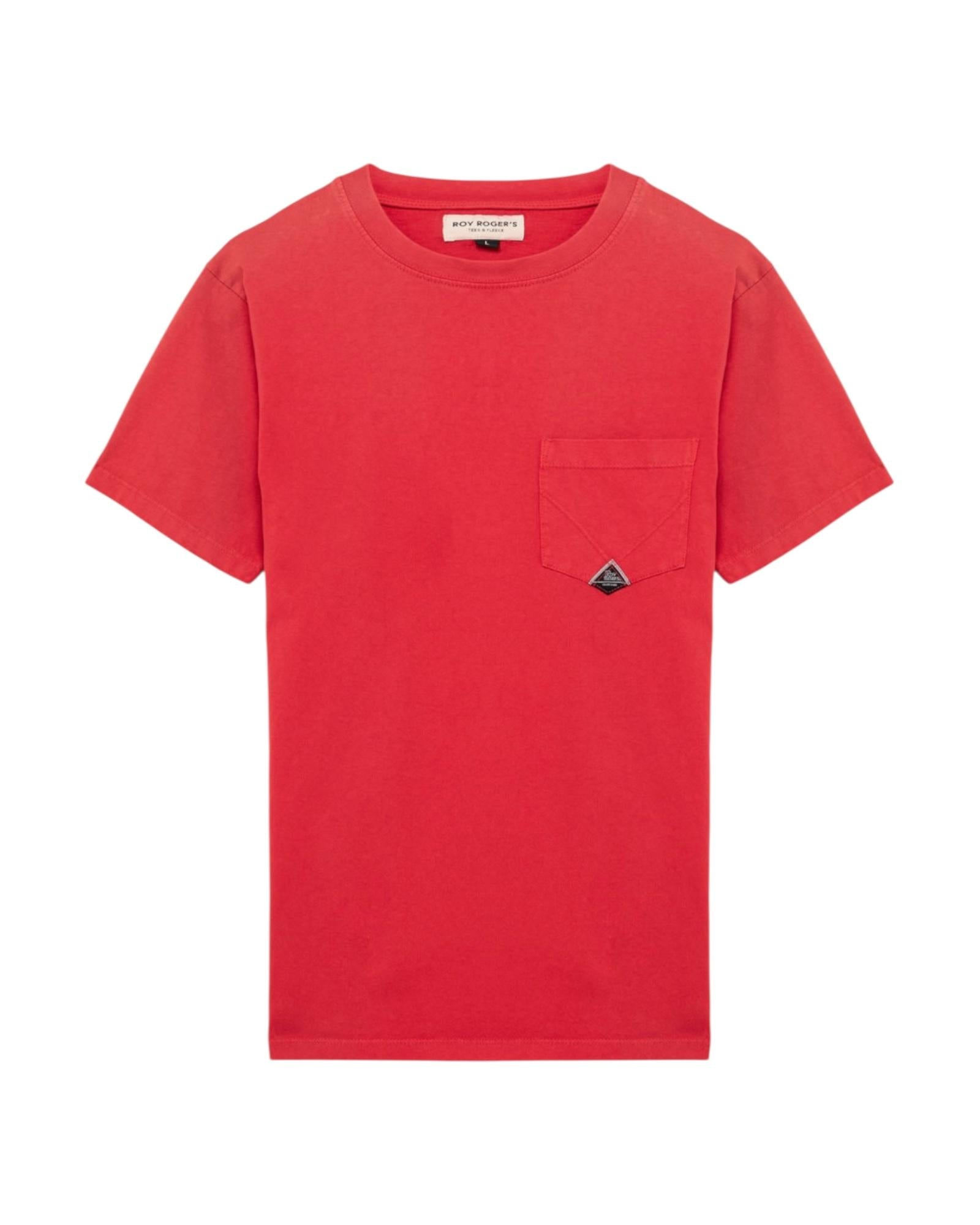 T-shirt pockett in jersey di cotone, coral. RRU90048CA160111 C0077 ROY ROGER'S 