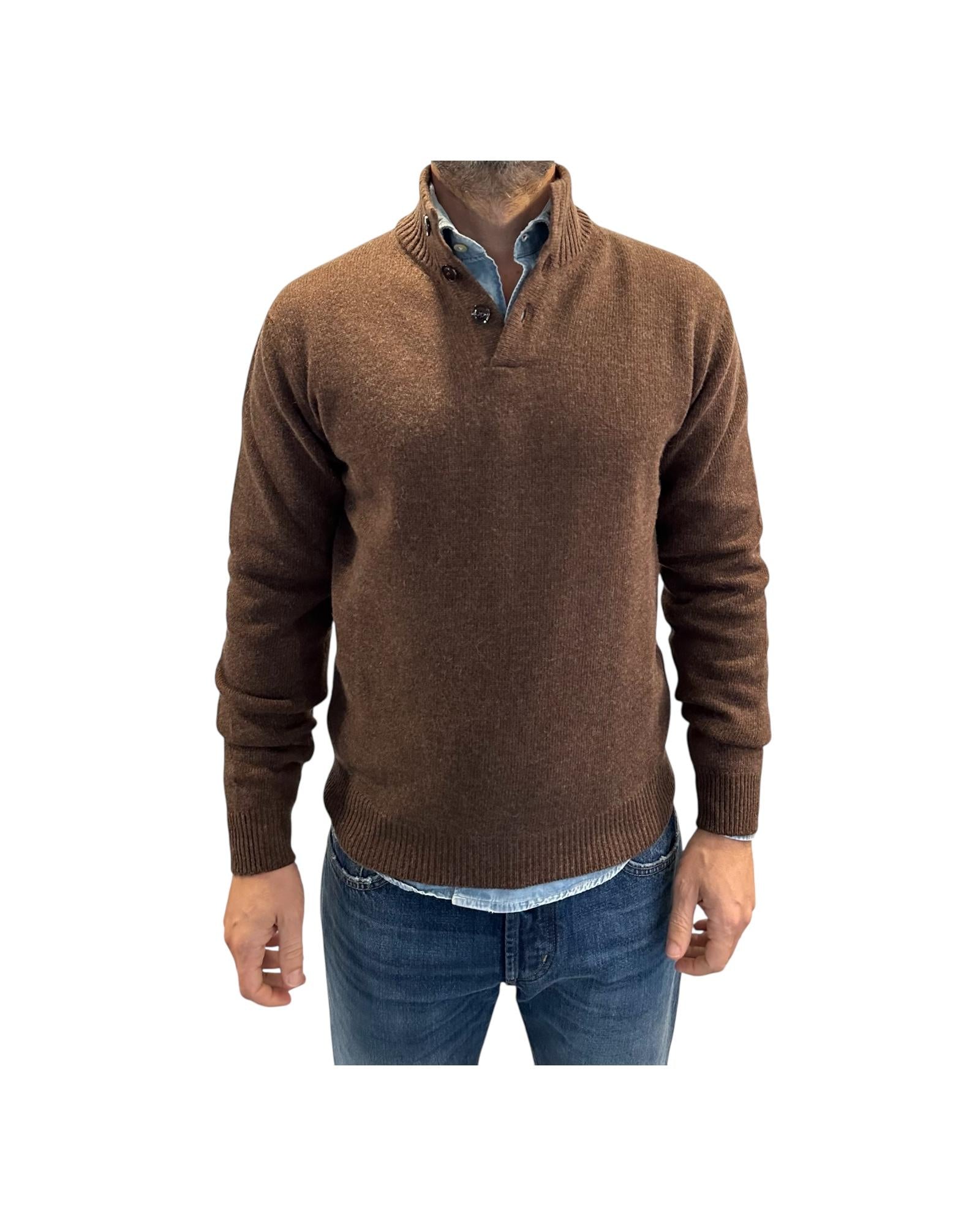Maglione con collo alto e bottoni Torba 0140 37 WOOL&CO