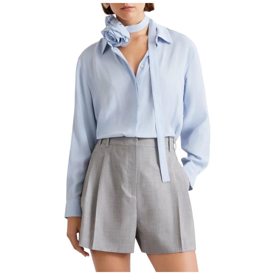 Camicia in misto seta con fusciacca a fiore Celeste CALCA 003 MARELLA 