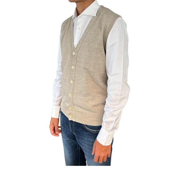 Gilet con bottoni in lana Beige 00G00149M 312 MONTECHIARO 
