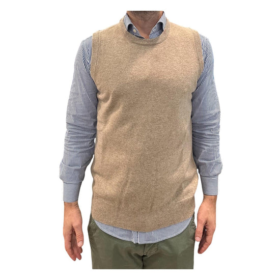 Gilet girocollo in lana Beige 15060 132 RETOIS 