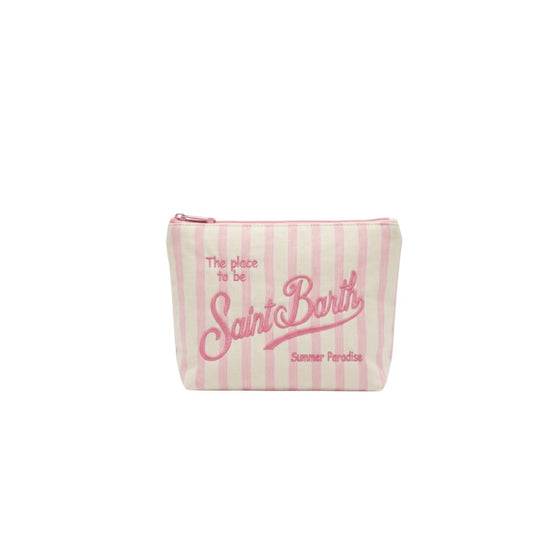 Pochette Aline in cotone a righe Bianco rosa ALI0046 00239L MC2 SAINT BARTH 