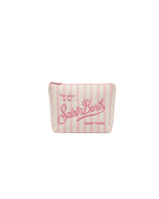 Pochette Aline in cotone a righe Bianco rosa ALI0046 00239L MC2 SAINT BARTH 
