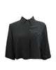 Camicia Donna Scocca crop in pura seta nera.