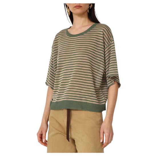 Maglia in viscosa righe Verde militare F02O0798 BEIGE VERDE MILITARE PHILIA LOFT 