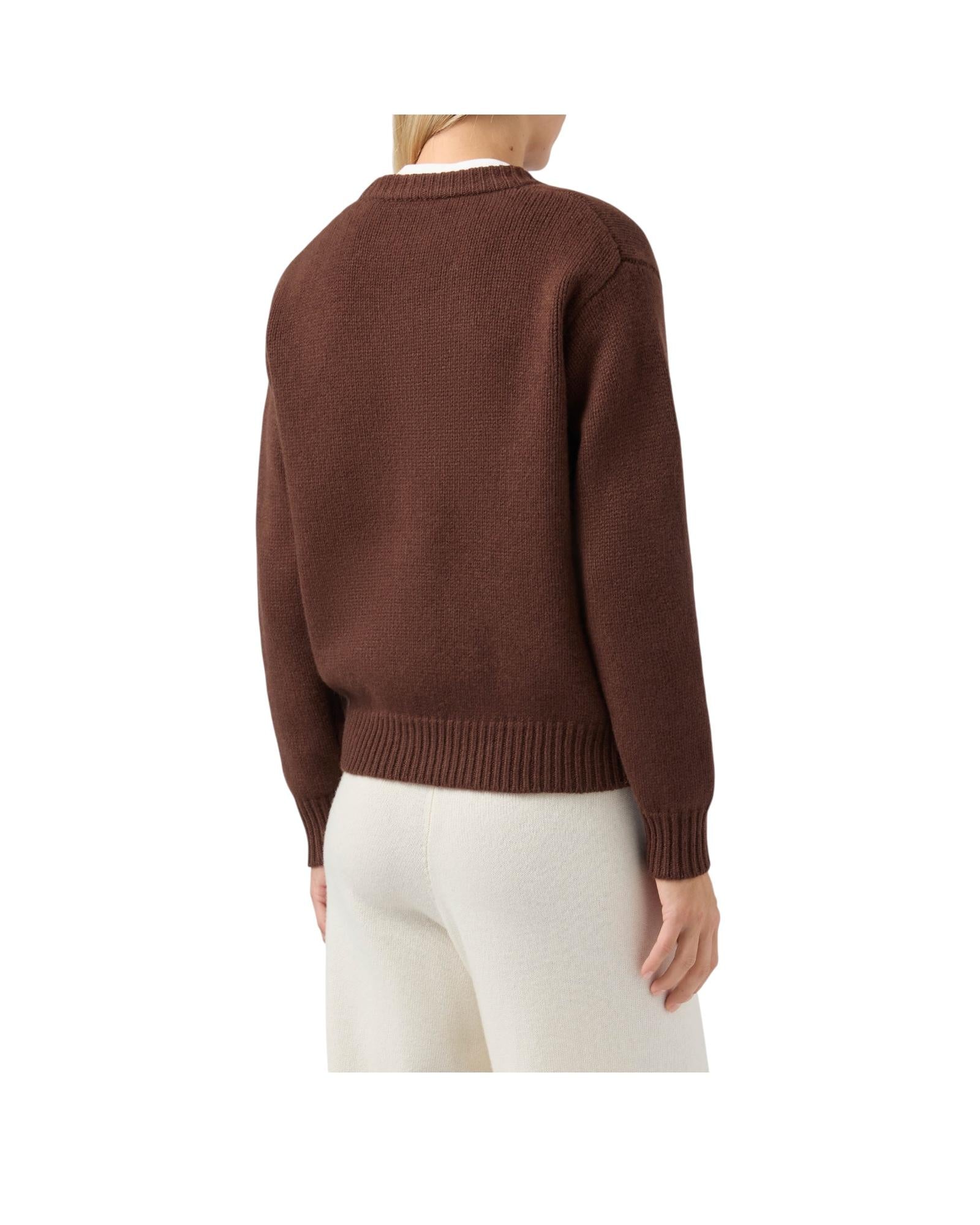 Maglione Kyla in lana marrone con jacquard Spritz KYLA002 00441I MC2 SAINT BARTH 