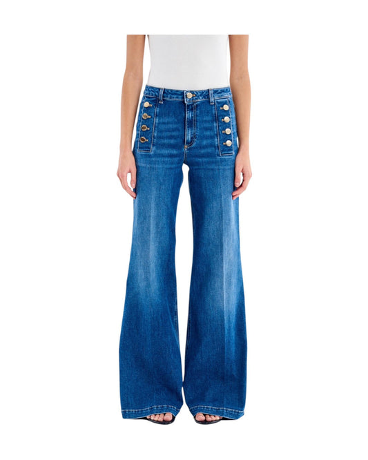Jeans Giudith con bottoni Denim blu DAB5047 DENIM BLU VICOLO 
