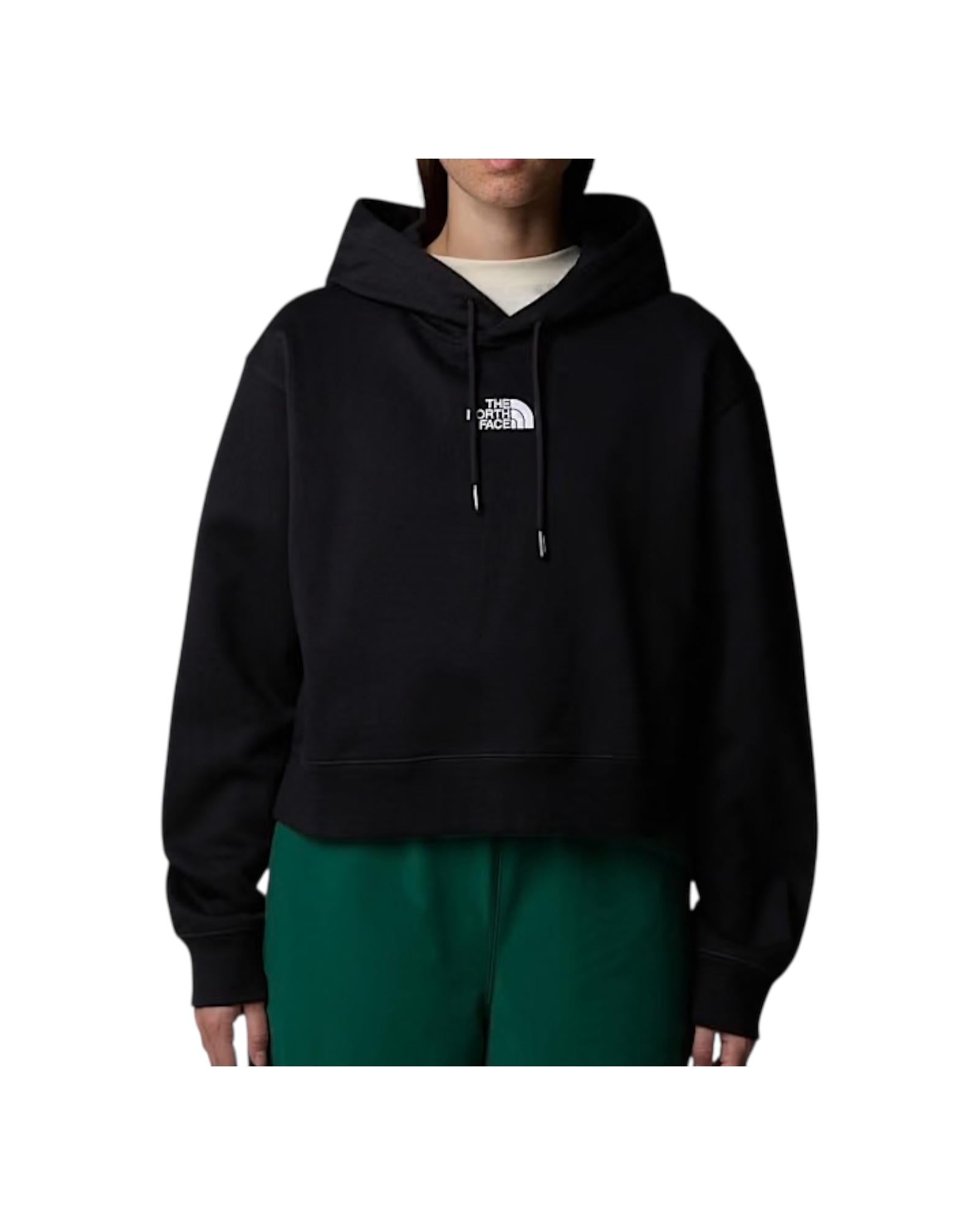 Felpa con cappuccio corta in vita Essential Black NF0A89EX BLACK THE NORTH FACE