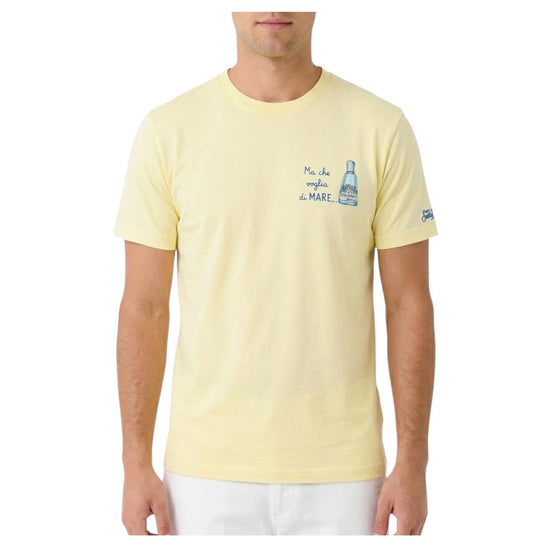 T-Shirt gialla con ricamo Ma che voglia di mare POT0001 04494L MC2 SAINT BARTH 