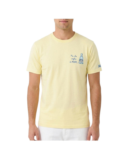 T-Shirt gialla con ricamo Ma che voglia di mare POT0001 04494L MC2 SAINT BARTH 
