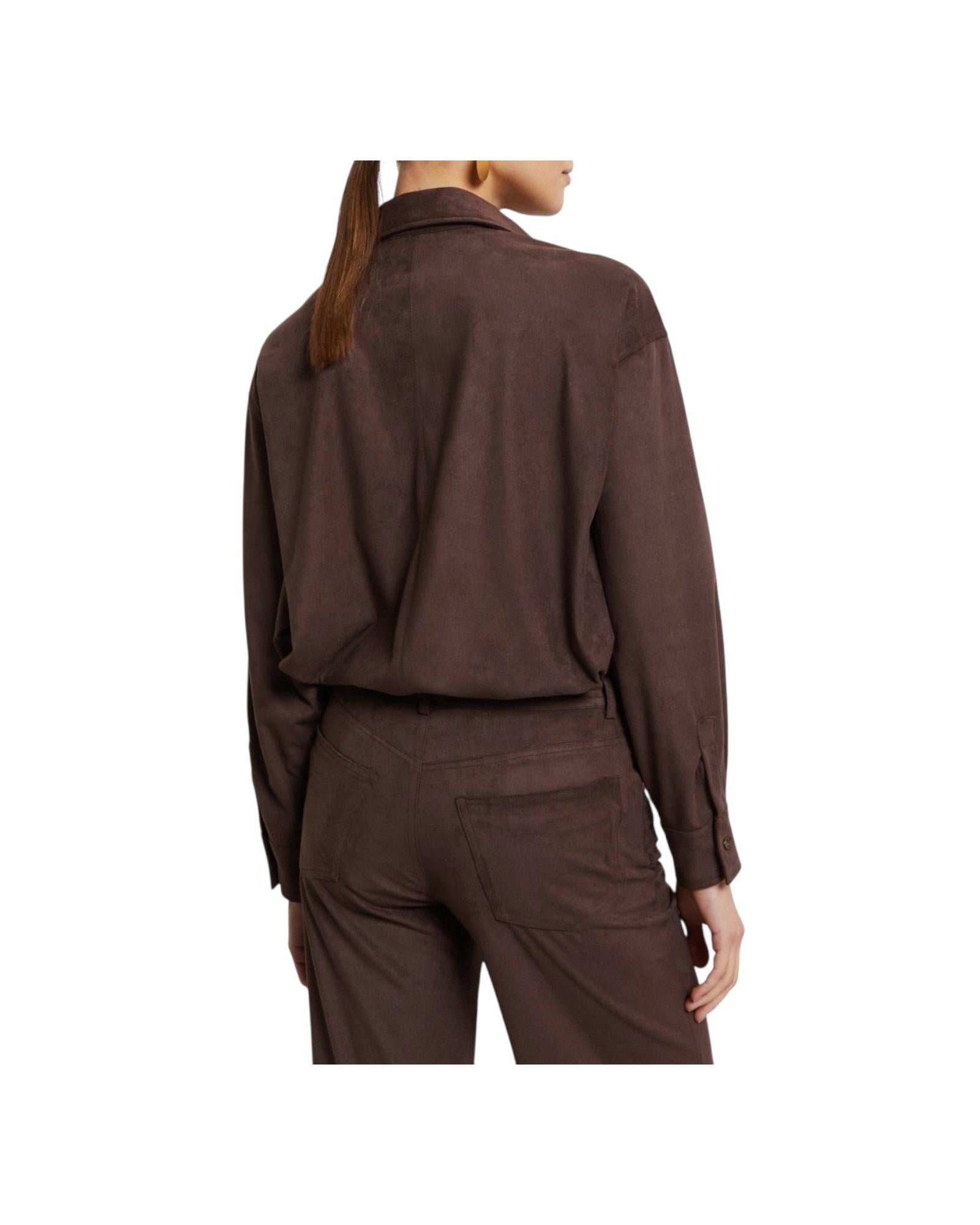 Camicia con fondo arrotondato Brown FNT DC5157 BROWN OTTOD'AME