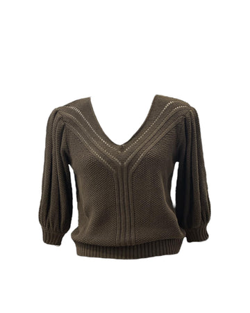 Dark brown V-neck sweater