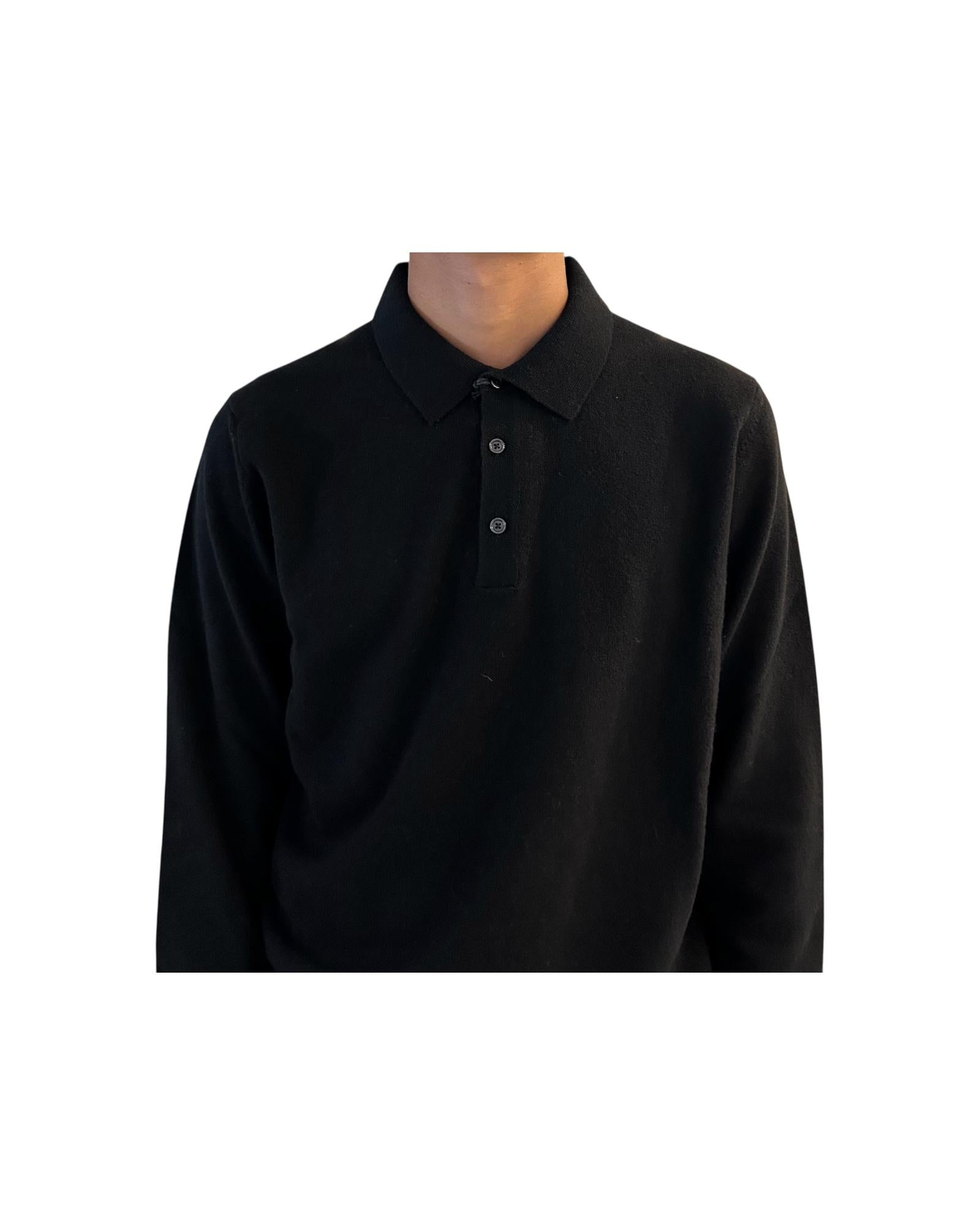Polo con bottoni in lana Nero 5103 0900 +39MAsq 