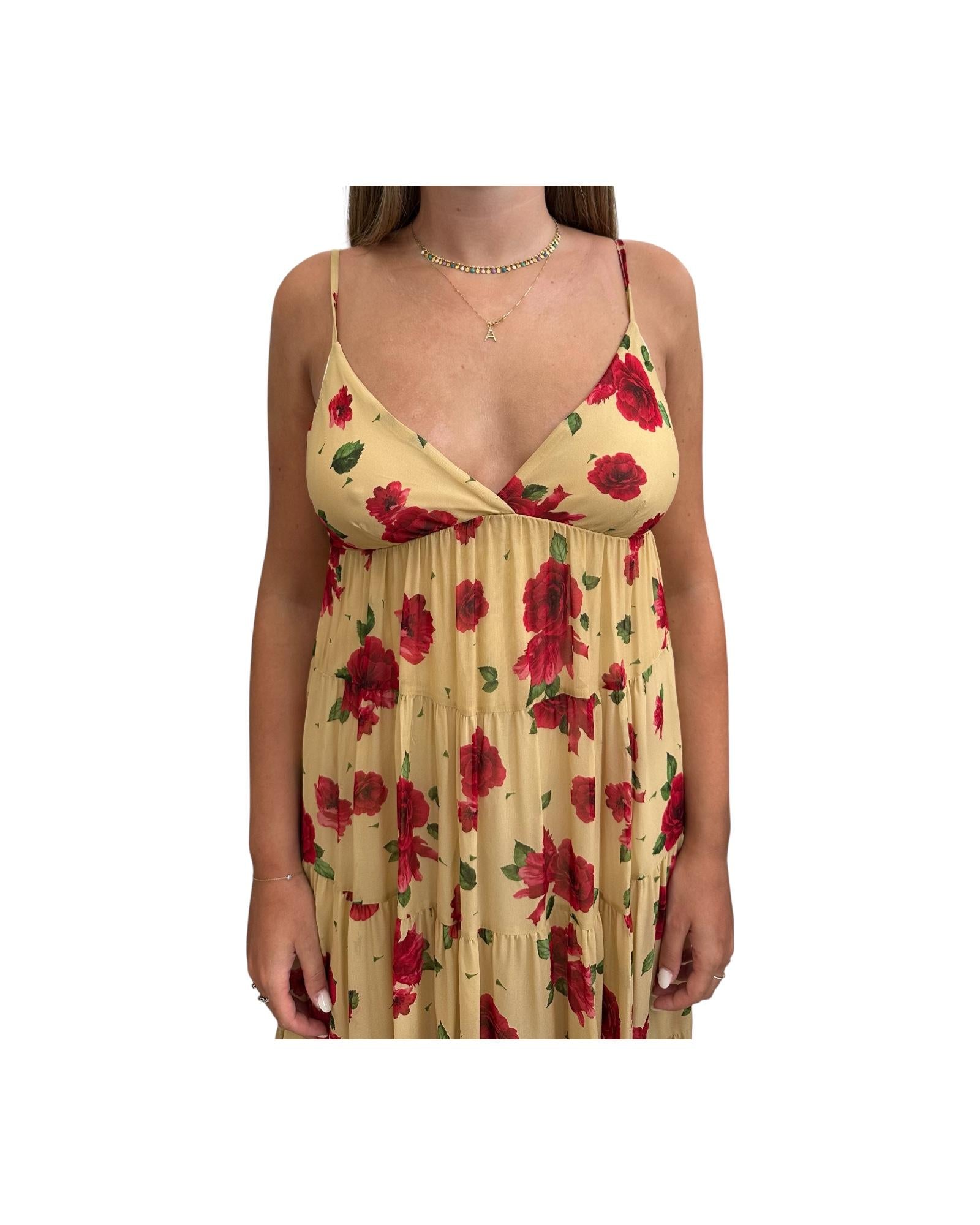 Abito lungo a balze Beige floreale 185209 02092 Aniye by 