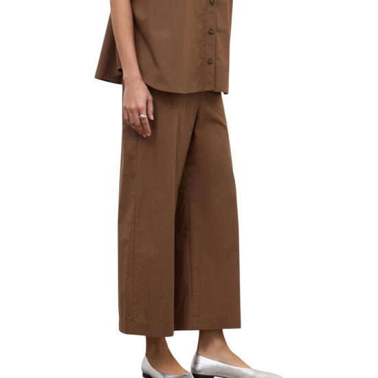 Pantalone cropped in popeline Cioccolata PCH DP9741 CIOCCOLATA OTTOD'AME 