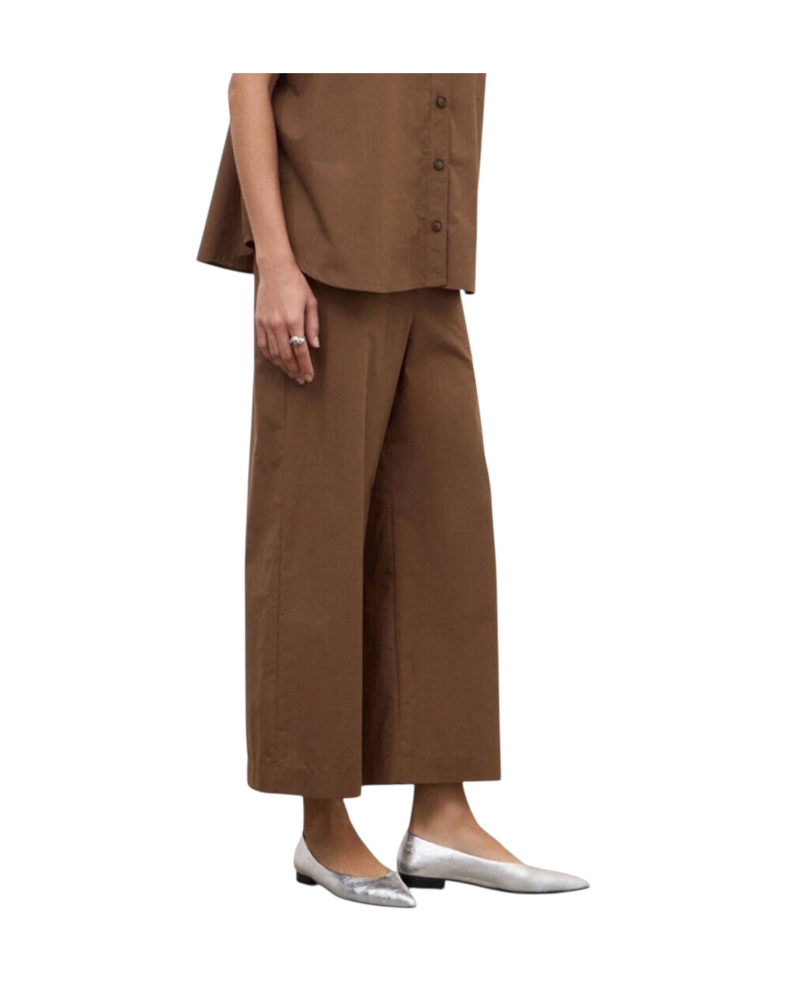 Pantalone cropped in popeline Cioccolata PCH DP9741 CIOCCOLATA OTTOD'AME