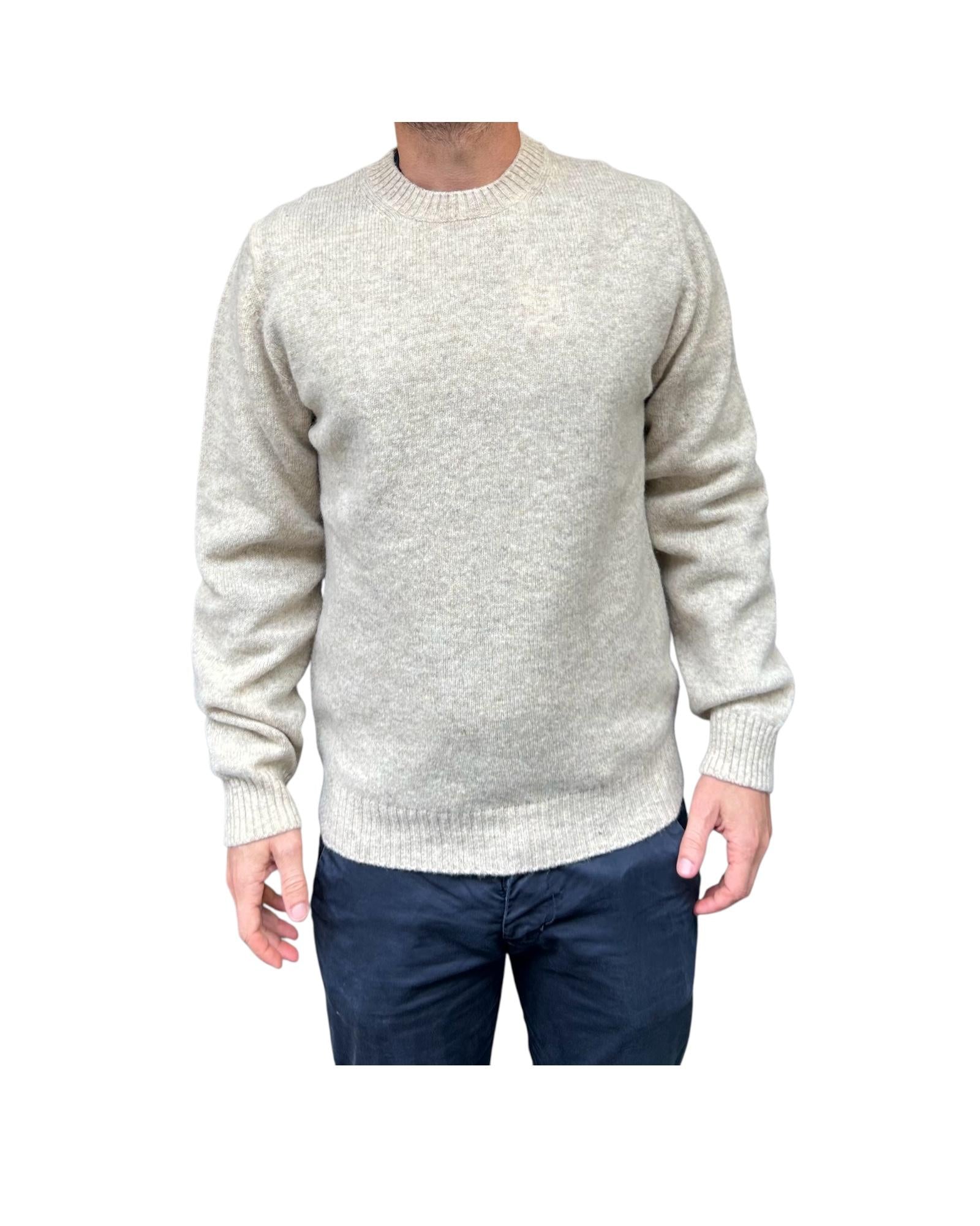 Maglione girocollo in lana Beige W9001 BEIGE BL'KER 