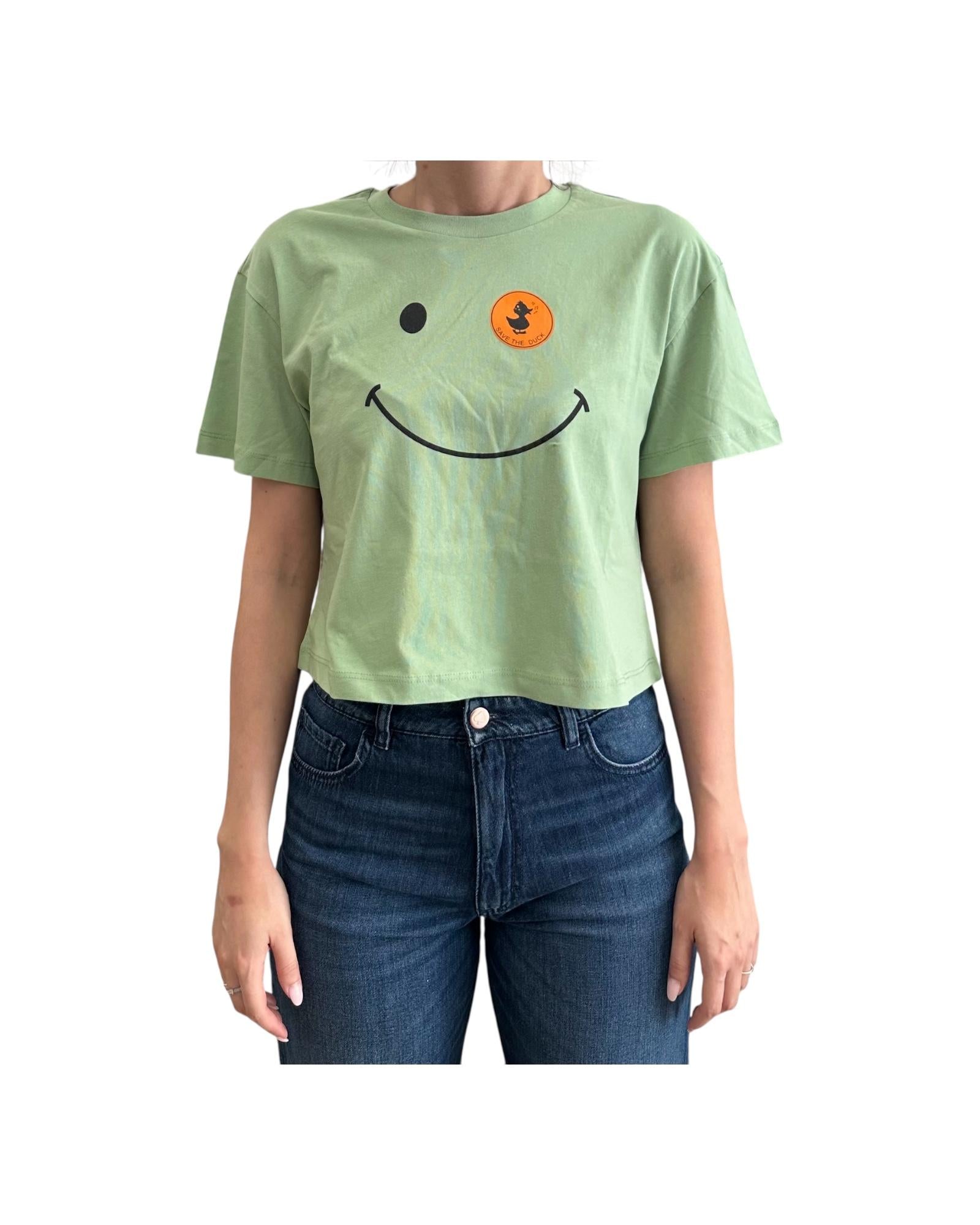 T-shirt crop Gilma verde GILMA 50041 SAVE THE DUCK 