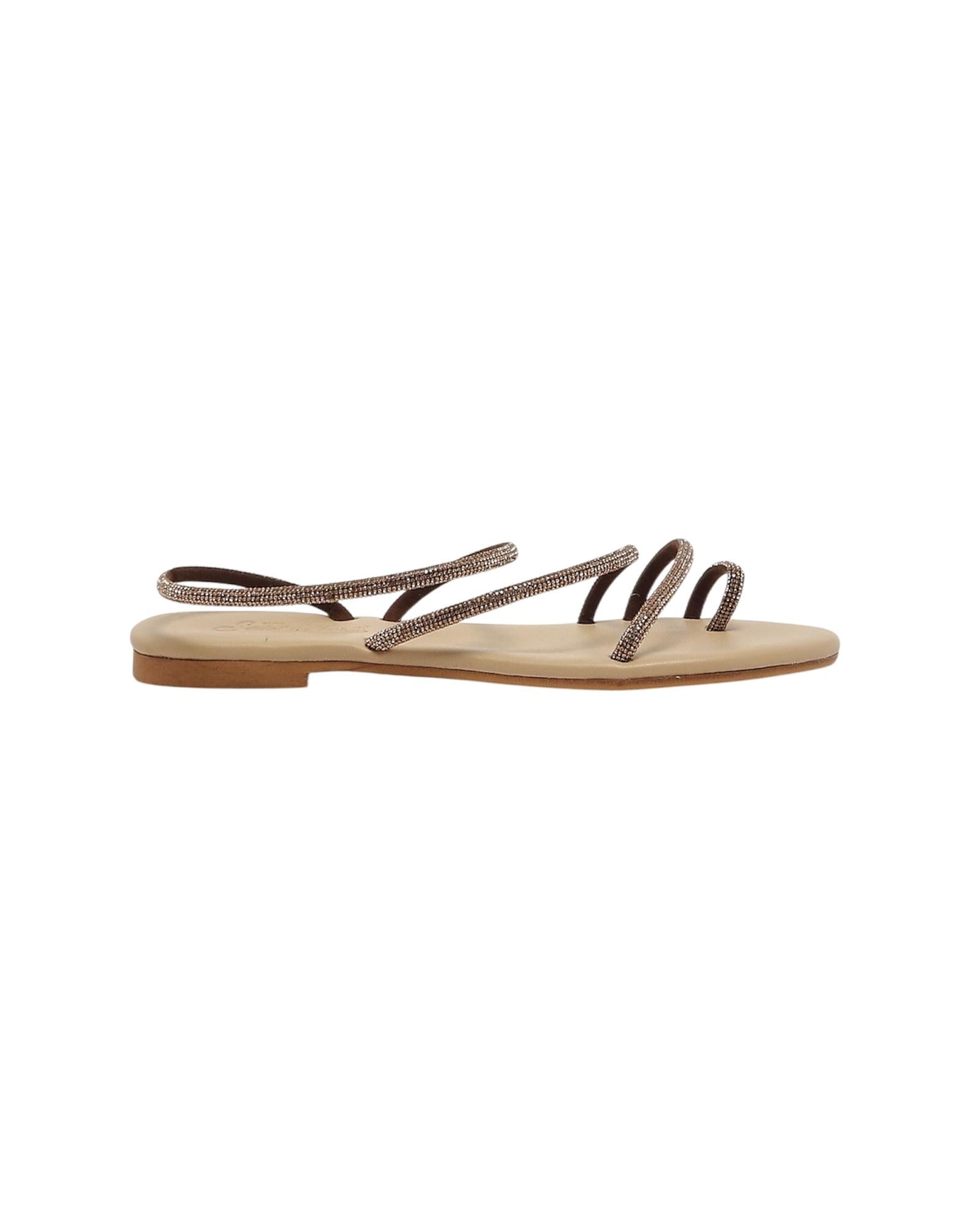 Flat Ring Sandals con strass beige RING001 00835L MC2 SAINT BARTH 